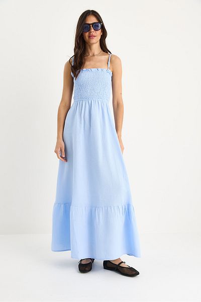 Bianco Lucci Γυναικείο φόρεμα με λεπτές τιράντες Gimped Long Muslin E28-7309 60283358