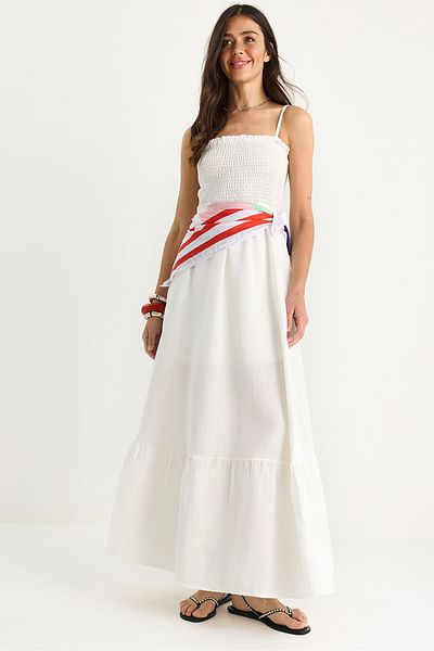 Bianco Lucci Rochie lungă de muselină cu bretele subțiri pentru femei E28-7309 60283358