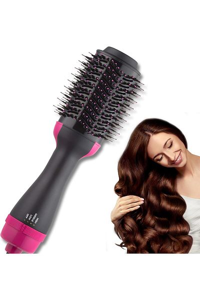 COOYA 3-in-1 One-Step Hair Blow Tangle Comb,1000W,3 Adjustable Heat,Low Heat for Fine Hair,Pink 35 x 10cm