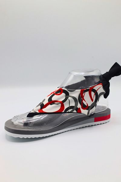 CATCHY Top-Changing Women's Sandals - Gray Thin Sole Ring Patterned with Laces