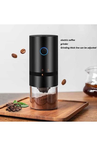 fulina Electric coffee grinder,USB charging port,one-touch grinding,adjustable coarseness,home use,black