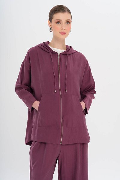 Olcay Hooded Loose Modal Double Suit Dried Rose 9294-Tk