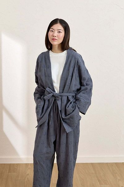 Ceylan Otantik Indigo Scalloped Muslin Pipe Leg Trousers
