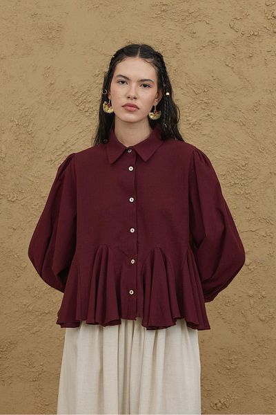 Fahhar Bürümcük Godeli Shirt Claret Red