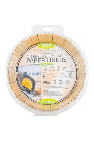 Zass Set de 100 de bucăți de hârtie de copt pentru Airfryer ZPL 02, 20 cm, formă rotundă, maro