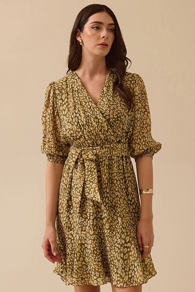SEÇİL Seçil Women's Patterned Belt Detailed Dress 0038 Green
