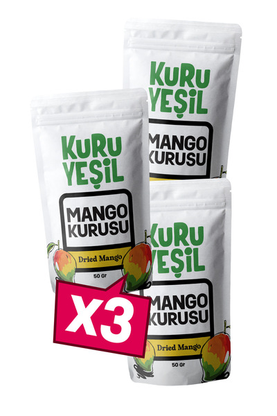 Kuru Yeşil Mango Kurusu – 150 Gr – Şekersiz – Doğal Kurutulmuş Meyve – 3x50 Gr
