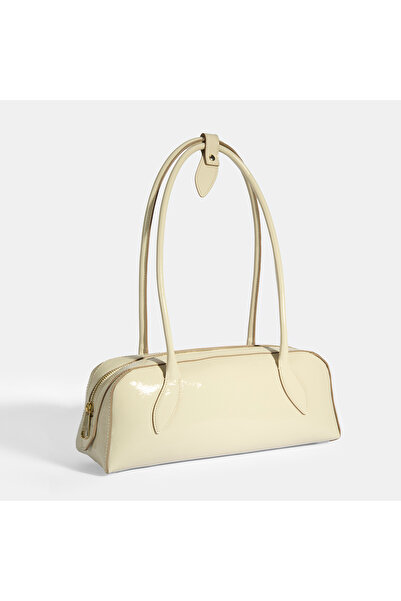 Desa Limited Edition Beige Women's Leaf Detailed Leather Shoulder Bag