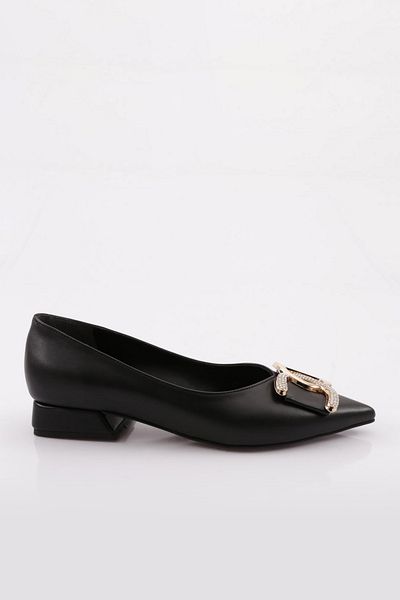 DGN 336 Model Women's - Flat and Reverse Letter Buckle, Pointed Toe Ballerinas