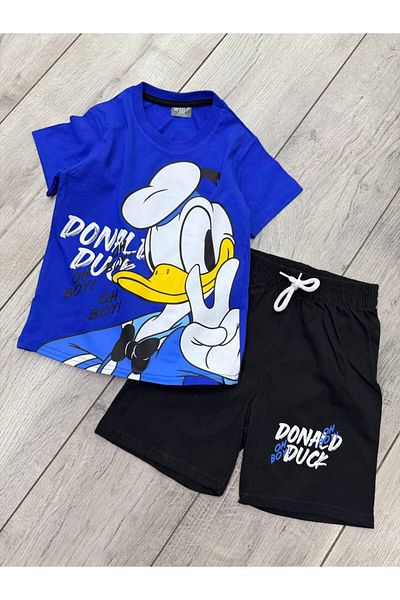 KİDSPİTİRCİK Boy's Blue Donald Duck Printed Shorts Suit