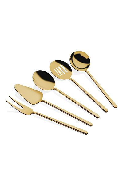 The Mia Gourmet Matte Gold 5 Piece Service Set Ckb168
