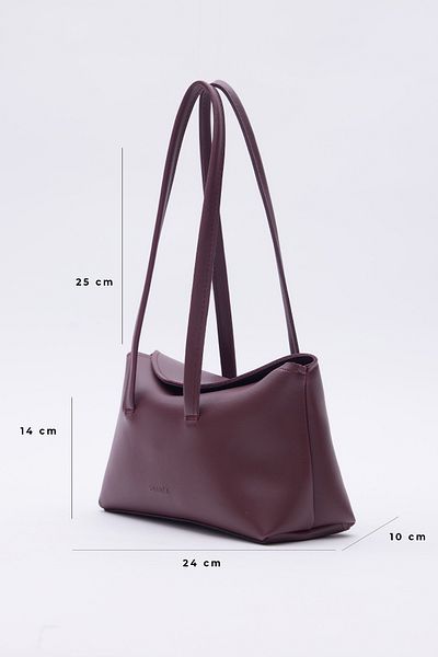 Shanta Claret Red D13 Baguette Minimalist, elegant și funcțional, cu curea lungă, geantă de umăr pentru femei
