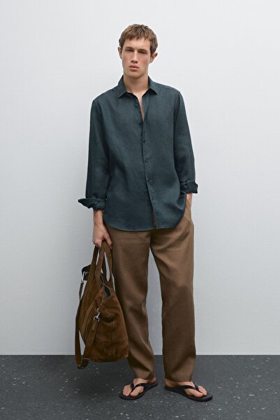 Massimo Dutti %100 keten slim fit gömlek