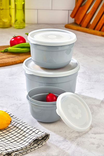 Espas Home 3-Piece Airtight Storage Container - Gray