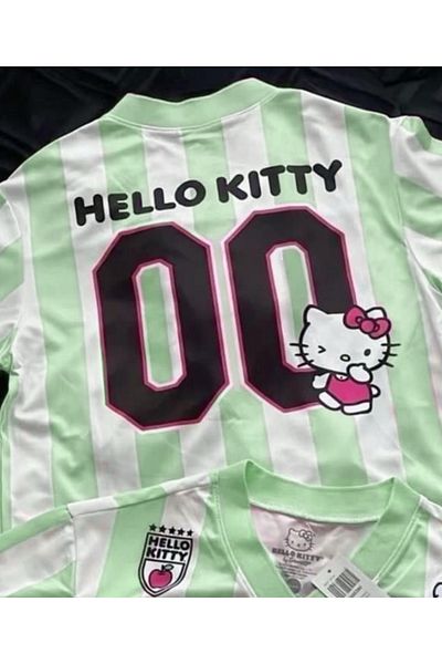 Touz Moda Μπλουζάκι Jersey Kitty με ροζ και λευκό λαιμόκοψη