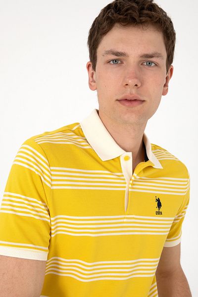 U.S. Polo Assn. Men's Regular Fit Polo Neck Yellow Striped T-Shirt 50306826-Vr094