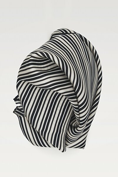 Massimo Dutti %100 ipek çizgili fular