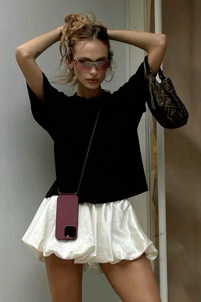 GIA - ART Balloon Cut Mini Design Skirt White
