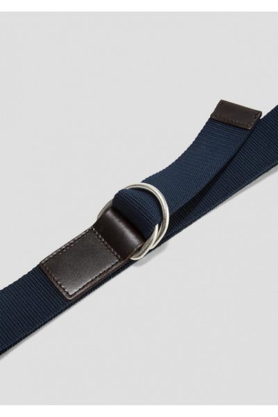 s.Oliver Men's Canvas Belt With Buckle, Double Ring, Dark Navy Blue, 95 Cm