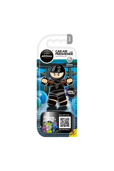 Aroma Car Air Freshener Silver Fragrance – Ninja Manny Design, Long Lasting, Clip-On, Eco-Friendly