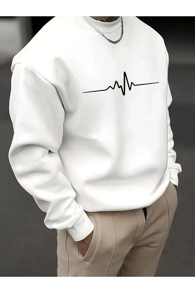 trend henna Men's Long Sleeve Printed Two Thread Sweat