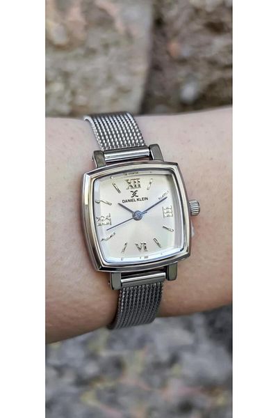 Daniel Klein Dke.1.10844 Straw Cord Roman Numeral Square Dial Women Wrist Watch
