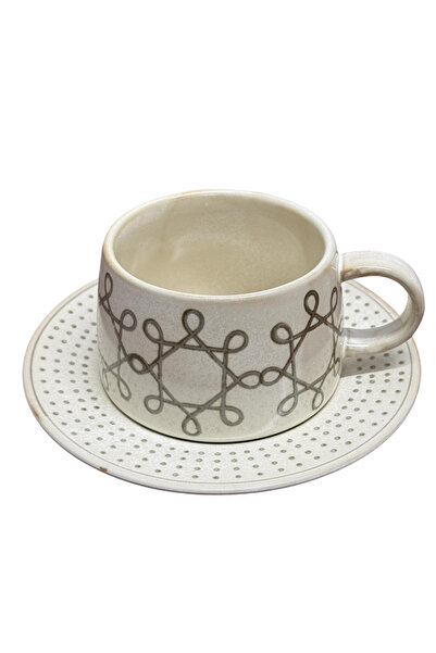 JOVY Solid porcelain cup and saucer set, 320 ml, Geometric LUNARIS Collection