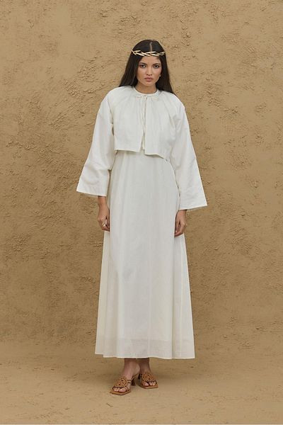Fahhar Voile Jacket Dress Suit Ecru