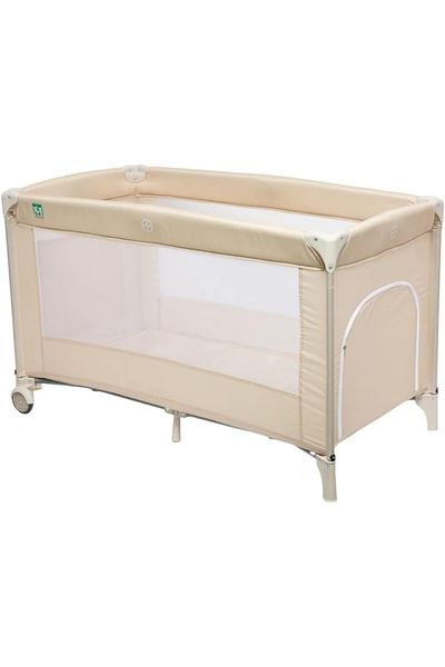 Mas Dream & Play Travel Bed with Mattress, Foldable Carrying Bag (Beige)