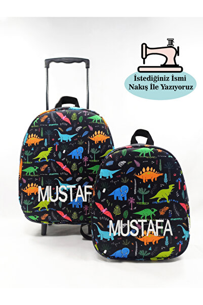 migie Kişiye Özel İsimli Çekçekli Çanta ve Sırt Çantası Anaokulu/Kreş Seti (2...