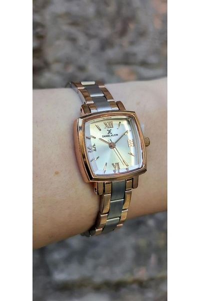 Daniel Klein Dke.1.10839 Square Dial Curved Glass Roman Numeral Women's Wrist Watch