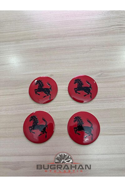 OEM Tofaş Kırmızı Ferrari Logolu Jant Göbeği Arması Sticker 55-56 Mm