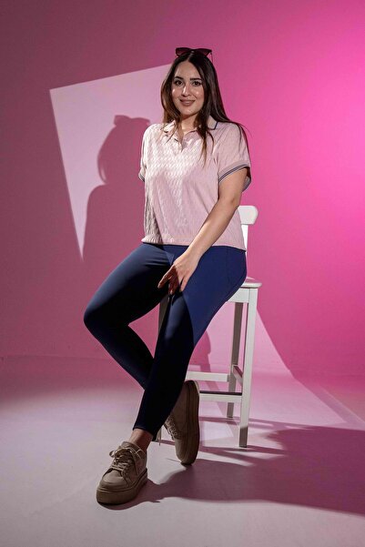 Roxxlen 1222546 Γυναικείο κολάν μεγάλου μεγέθους με τσέπες σε μπλε ναυτικό