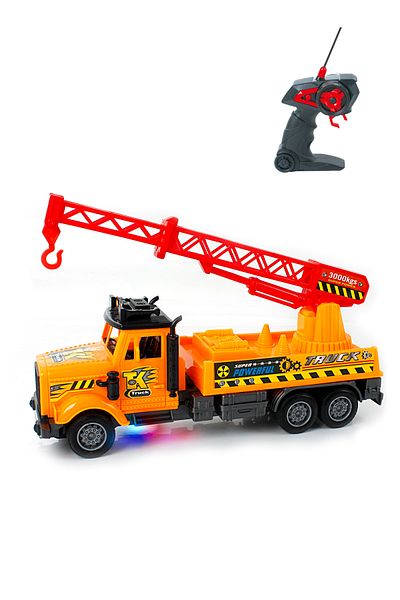 PLAYZO Remote Control Construction Crane Truck – 1:16 Scale RC Excavator with Lights, USB Charger