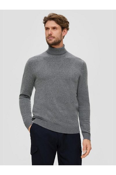 s.Oliver Men's High-neck Sweater, Made Of A Wool Blend And Other Materials, Dark Grey, 2xl