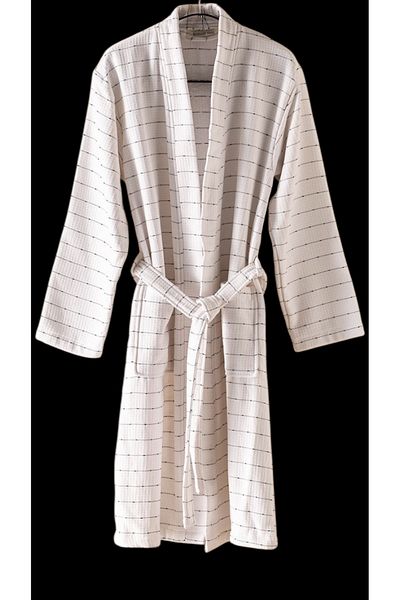 Madame Coco Soderna Kimono Cotton Unisex Bathrobe - White (L/Xl)