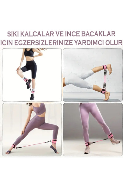 GAZELMANYA Set de 6 elastice de rezistență Set de Pilates Set de exerciții pentru șolduri cu elastic de rezistență Curea pentru picioare