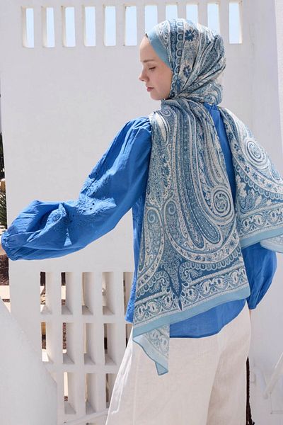 Qef Deluxe Summer Shawl Noa Soft Blue