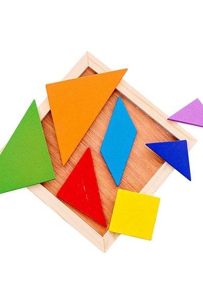 MACVI Puzzle din Lemn Tangram Macvi®, 8 Elemente, Multicolor