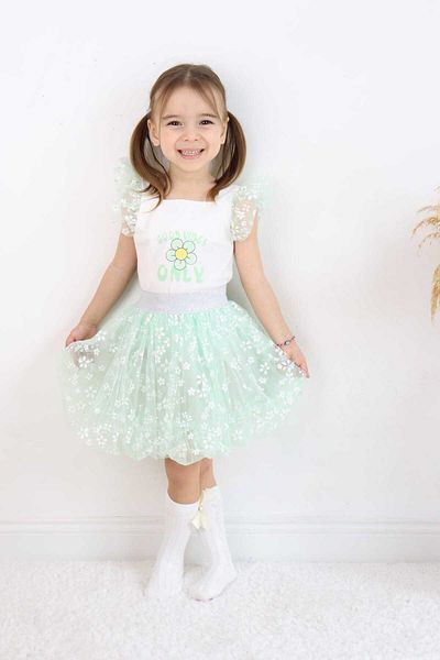 falcomini rochie din tul imprimata fetita 2/6 ani