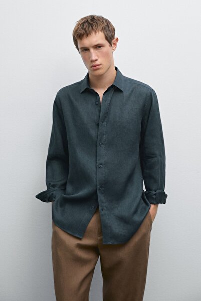 Massimo Dutti %100 keten slim fit gömlek