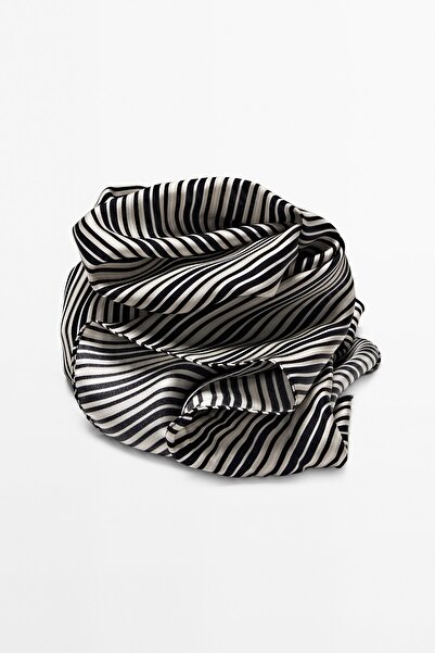 Massimo Dutti %100 ipek çizgili fular