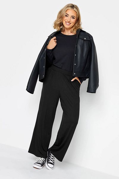 Stil Diva Large Size Pleat Detailed Elastic Waist Pocket Wide Leg Trousers213839