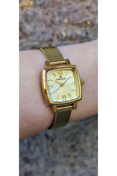 Daniel Klein Dke.1.10844 Straw Cord Roman Numeral Square Dial Women Wrist Watch