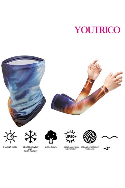 Youtrico Gloves/face Mask Set Ice Silk Uv Protection Kit For Driving/cycling Spf50 High Protection