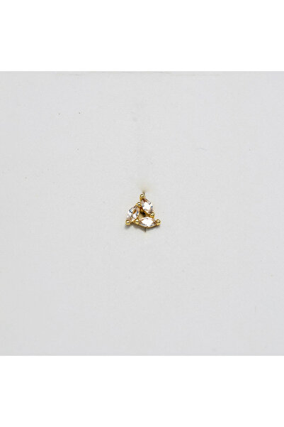 Piercing by Sever Üçgen Çelik Piercing… Altın/Gold Renkli ve Şeffaf Taşlı (TRAGUS HELIX CONCH FLAT)