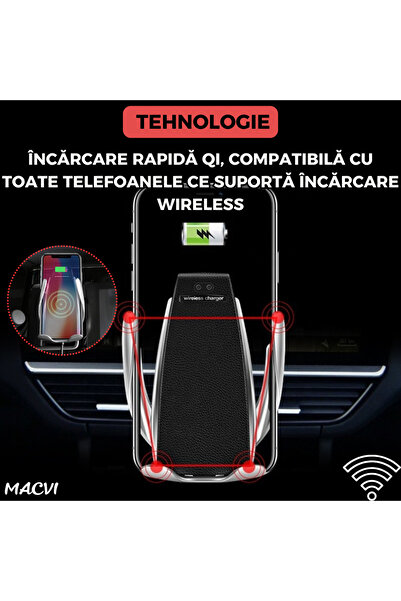 MACVI Macvi® Car Holder, Business Model, with Wireless Charging Function and Infrared Sensor