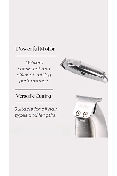 ENZO EN-1920 Barber Professional Hair Clippers Electric Cordless LCD Hair Trimmer – Silver
