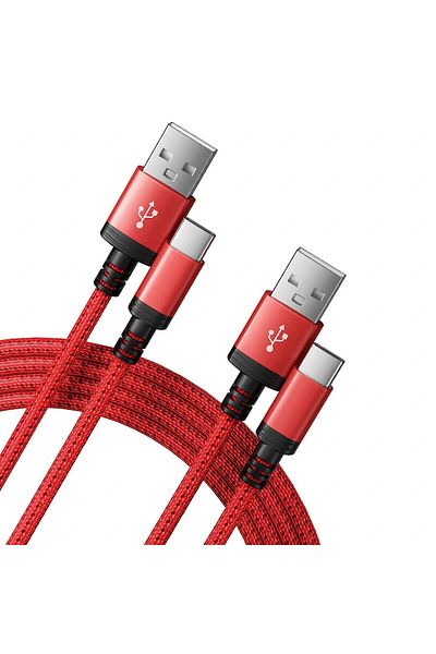 Zhdzsw Set Of 2 Usb Type C Cables , Aluminum/nylon, Red/black/silver, 1/2 M