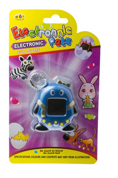 Ikonka Joc Electronic Interactiv Tamagotchi, 168 Jocuri, Animalut, 6 Ani , Albastru